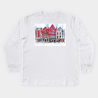 Urban sketch | Delft | Holland Kids Long Sleeve T-Shirt